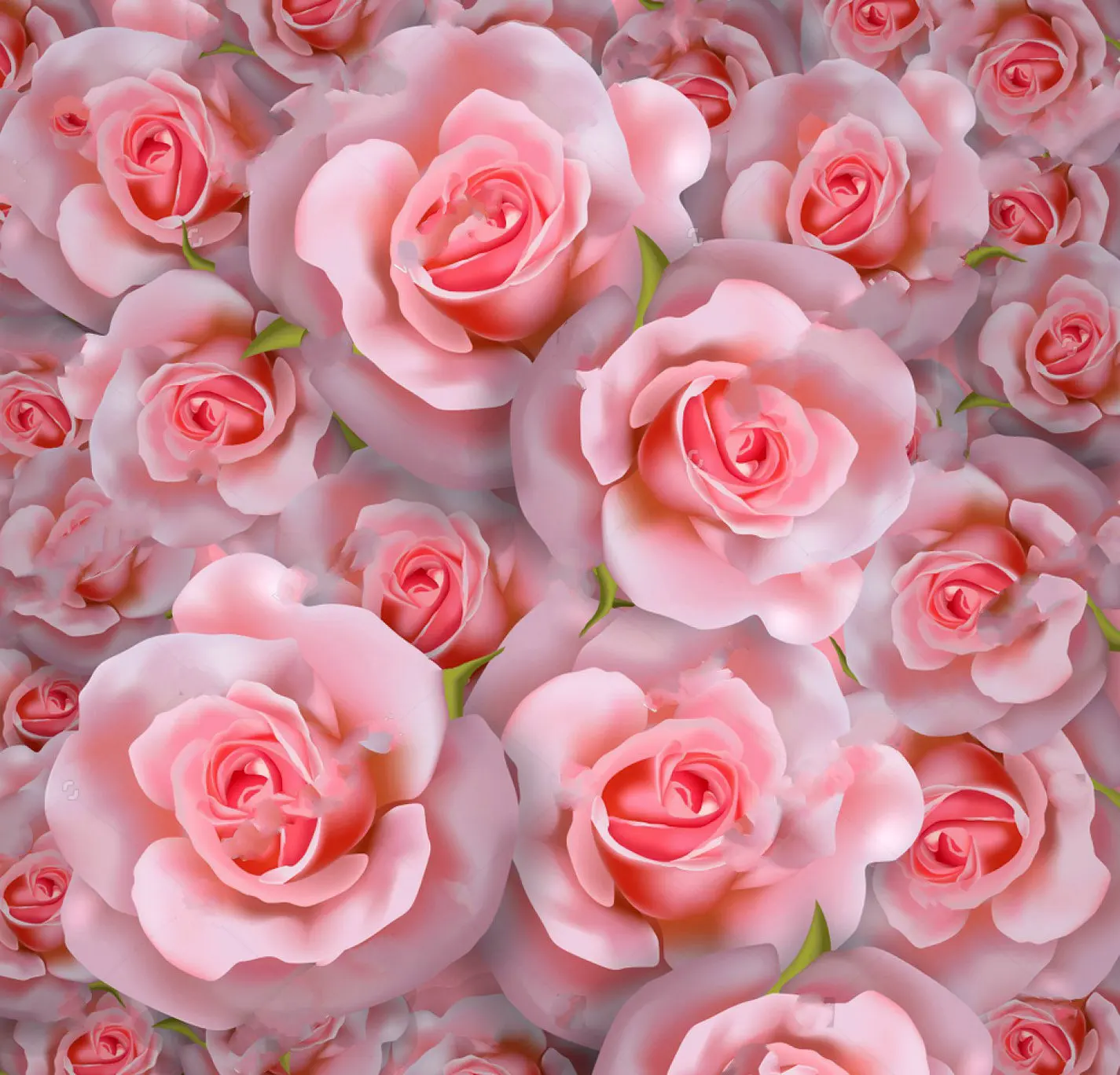 

3d flower Realistic Pink Roses Floral leaves backdrop High quality Computer print wall background