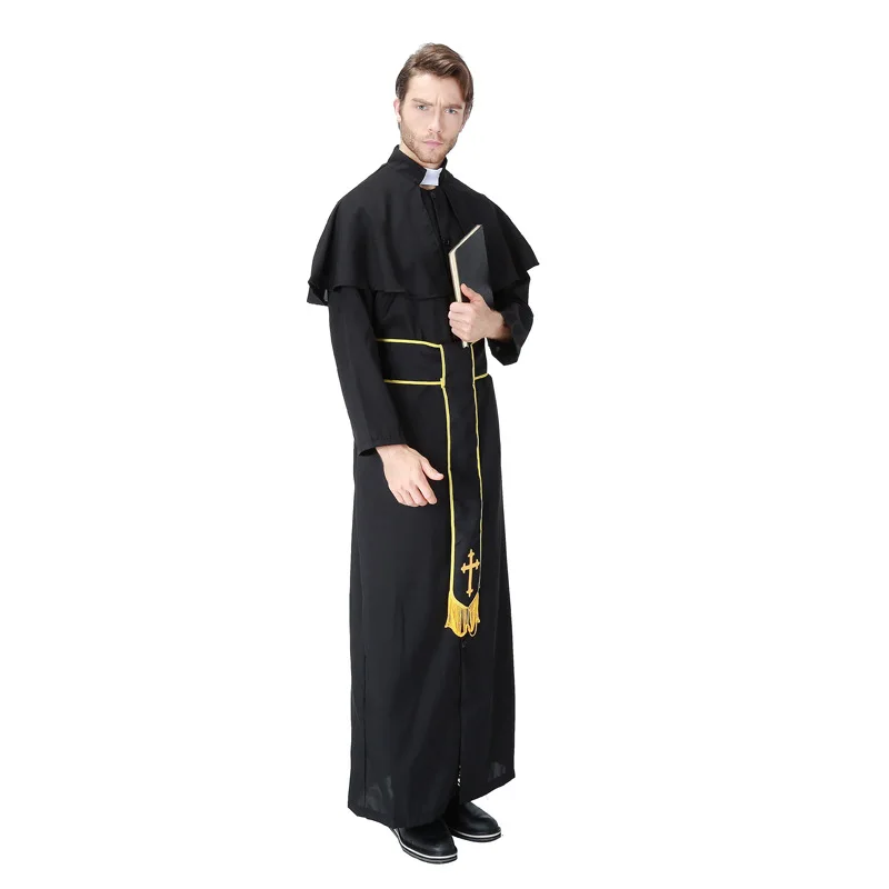 Easter Purim Halloween Costume for Men Father Priest Bishop Costumes Christian Pastor Clergyman Cosplay | Тематическая одежда и
