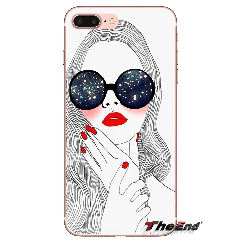 For iPod Touch Apple iPhone 4 4S 5 5S SE 5C 6 6S 7 8 X XR XS Plus MAX lovely figure sketch girl Soft Transparent Cases Covers |