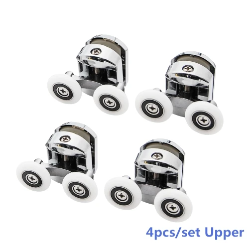 4pcs upper 4 шт.-8 шт./компл. ролики для душевой двери Runner 23 мм/25 мм Двойные колеса из цинкового сплава Замена раздвижной душевой двери роликовый подшипник колеса - Цвет: 4pcs upper