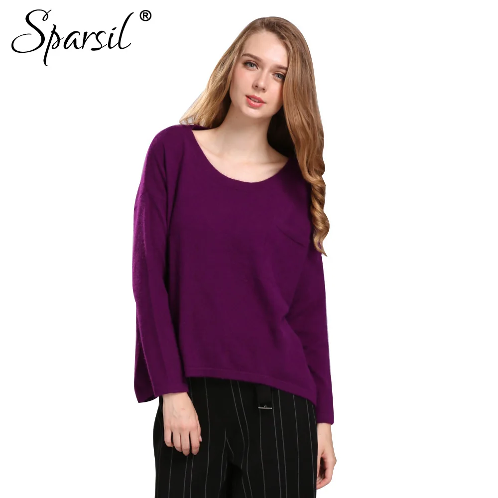 Женский Повседневный теплый пуловер из ангорской шерсти Sparsil вязаный свитер с