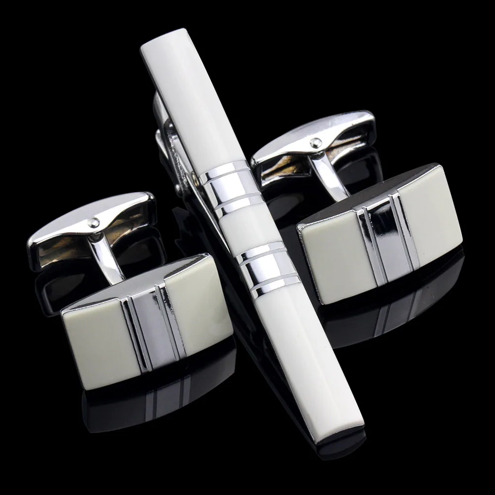 

MeMolissa Jewelry French shirt cufflinks for mens Black Wave Cuff links Tie Clip Set Buttons Wedding High Quality