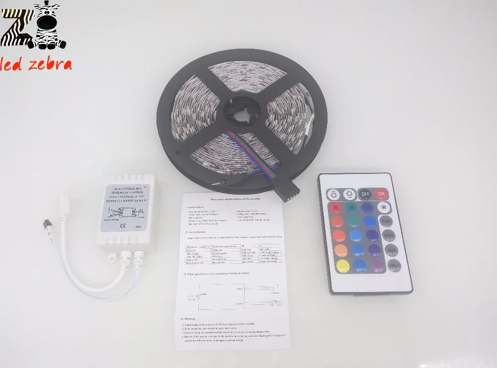 5 м 5050 SMD 60led/m rgb Светодиодные полосы света dc 12 В + мини 24 Ключи ИК гамма led контроллер