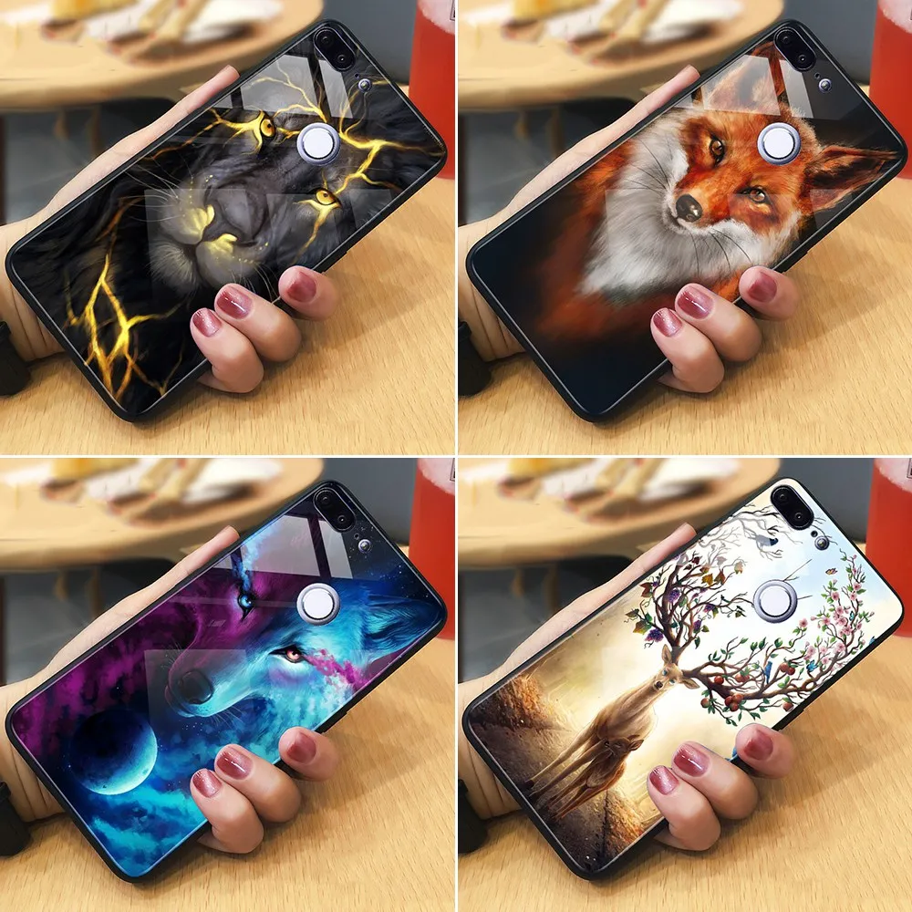 Роскошный чехол из закаленного стекла для Huawei Honor 9 Lite 10 с животным узором Mate P20 Pro P