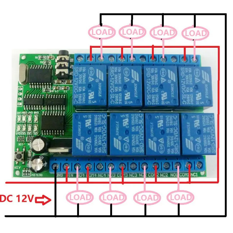 DC 12 В 8 каналов DTMF Реле MT8870 телефон декодер голоса дистанционное управление Лер переключатель ac 110 В 220 В для светодиодный осветительный ДВИГАТЕЛЬ УПРАВЛЕНИЯ