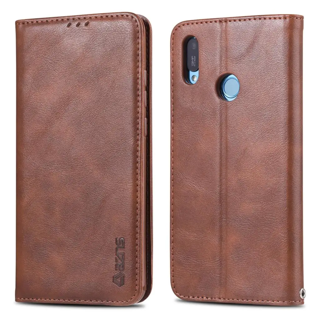 FGW Brown AZNS магнитное притяжение чехол для huawei Y6 /Y6 Prime из искусственной кожи чехол в стиле ретро чехол для huawei Y6 Prime - Цвет: FGW Brown