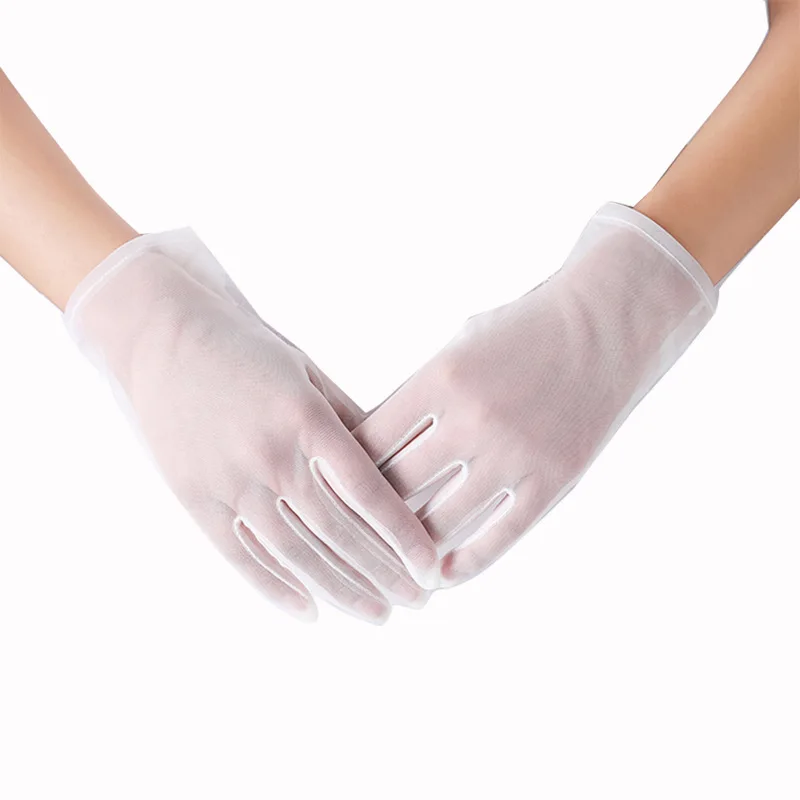 

Sexy Lace White Women Gloves Mesh Gauze Ultra Thin Party Dance Glove Female Summer Sunscreen Driving Gloves