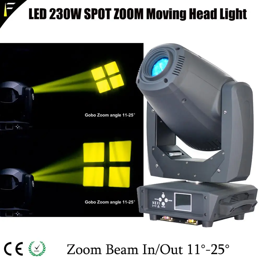 Прямая 5 Prism Gobo Spot Moving Head Light LED 230 Вт 11 ~ 20 градусов Zoom Beam для бара клуба небольшой