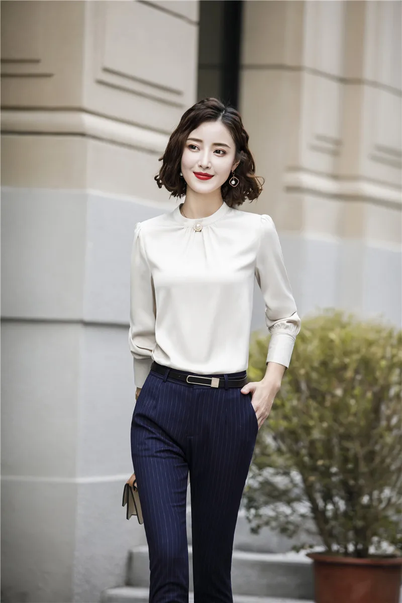 Женский костюм двойка из блузки и рубашки с брюками топом|Брючные костюмы| |