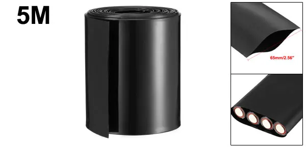 Black Uxcell 5 м длинная термоусадочная пленка 65 мм плоская ширина изолированный ПВХ для AA питания черный/красный/зеленый/синий/прозрачный/светло-зеленый - Цвет: Black