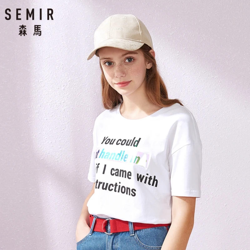 SEMIR футболка с коротким рукавом женская новая свободная тонкая студенческий Хан