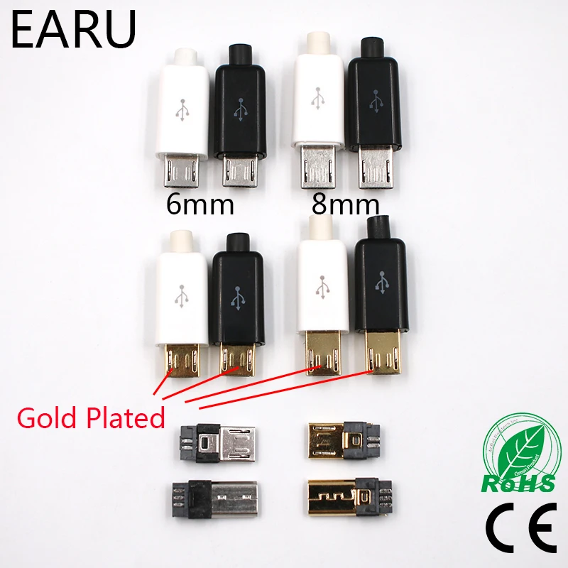 10 шт. 6 мм 8 Micro USB 5PIN сварочный Тип Штекерный соединитель зарядное устройство 5P 4 в 1