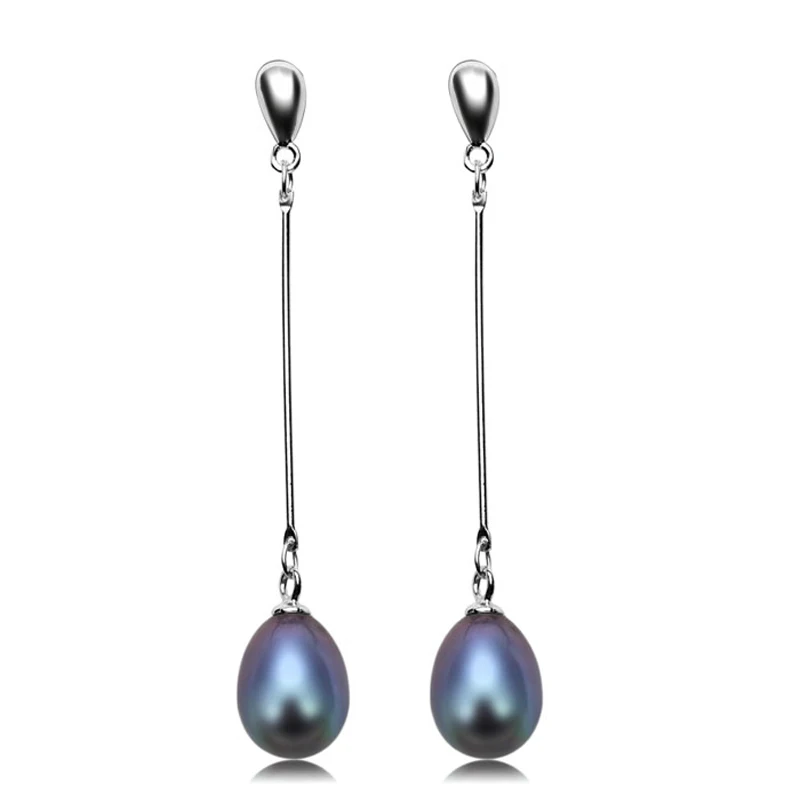 

PEISENI 100% Natural Pearl Jewelry Set For Women 925 sterling Silver zircon Pendant Necklace Drop Earring 8-9 mm Pearl
