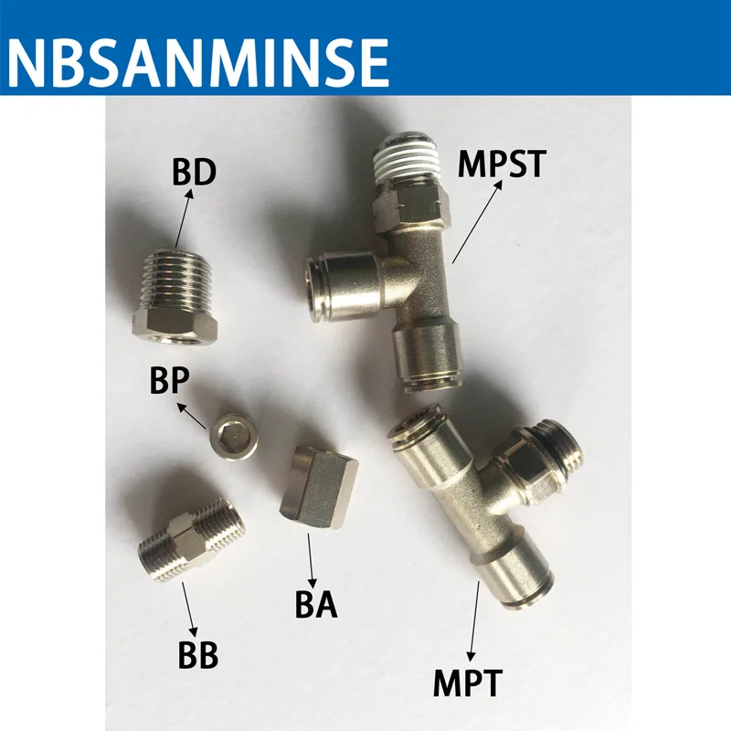 NBSANMINSE 10 шт./лот BA 1/8 1/4 3/8 1/2 переход Пневматический воздушный Фиттинг с двумя