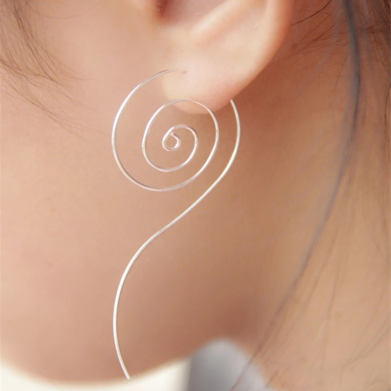 Модные женские серьги в стиле панк медная линия витой спиральный обруч