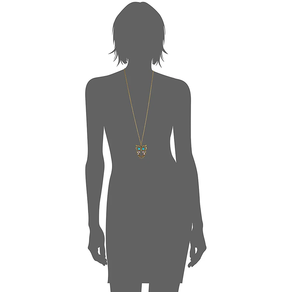 Vintage Owl Pendant Necklace Women Retro Rhinestone Sweater Long Fashion Cute Chain Colorful |