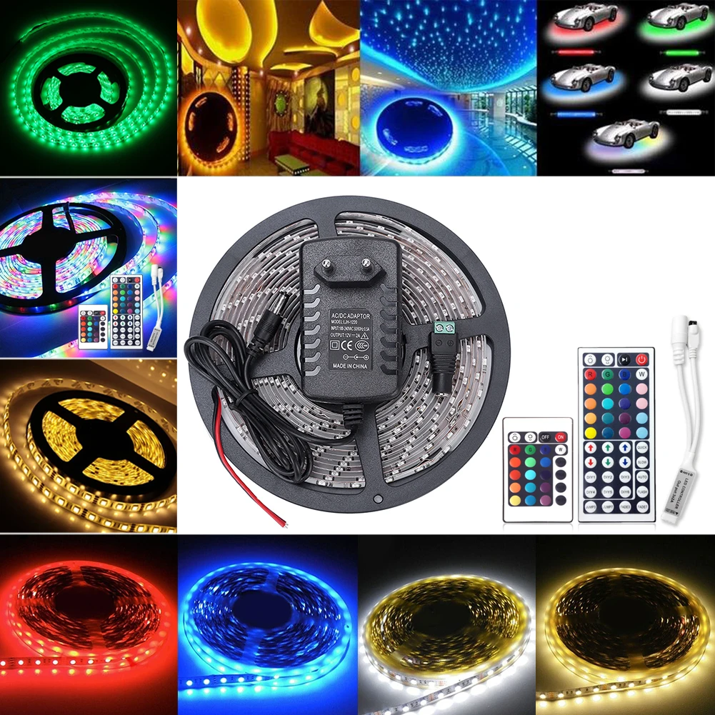 TSLEEN DC12V Светодиодная лента 5 метров гибкий светильник RGB цвет 5050 24/44Key контроллер +