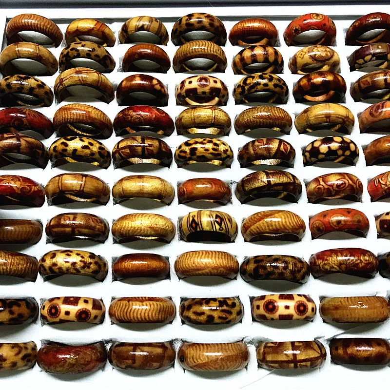 

MixMax 25pcs Mix Styles Handmade Craft Men's Women's Fashion Natural Wood Band Party Jewelry Rings Gifts