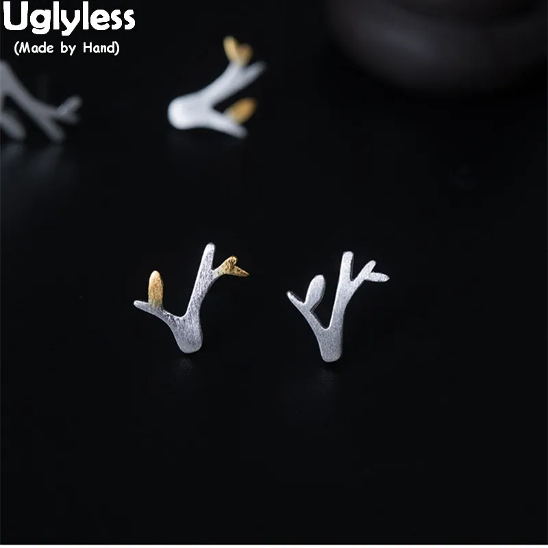 Женские серьги-гвоздики из серебра 100% пробы в виде дерева | Украшения и