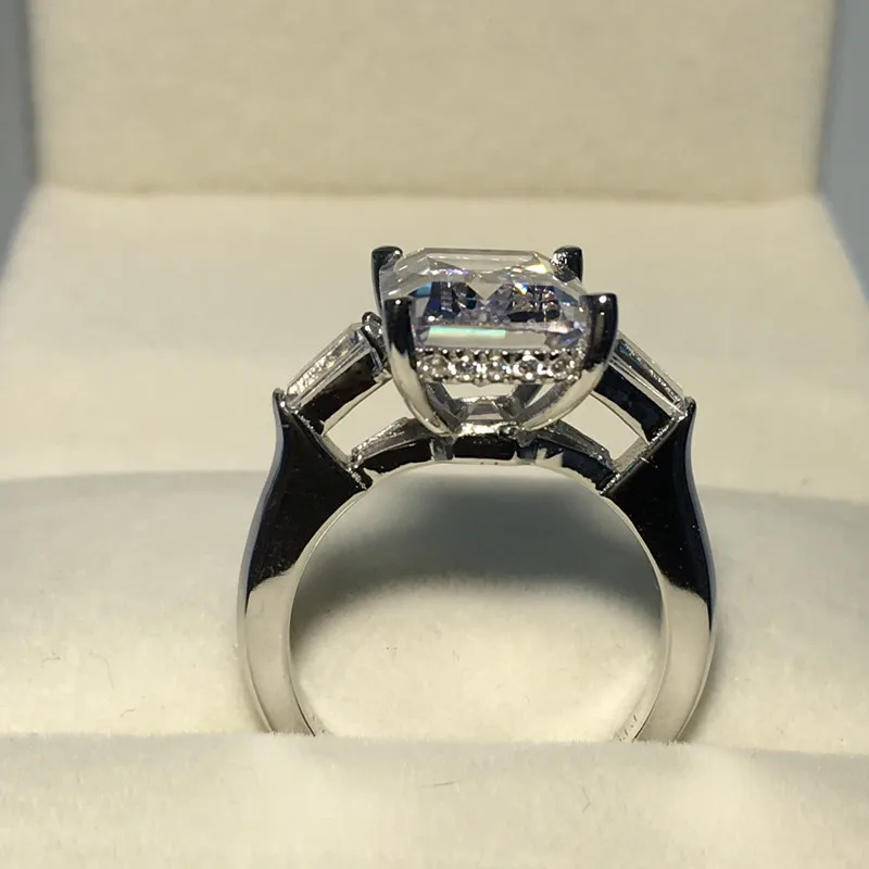Обручальное кольцо из серебра 925 пробы с фианитом 4 карата|wedding band ring|band ringstone rings for