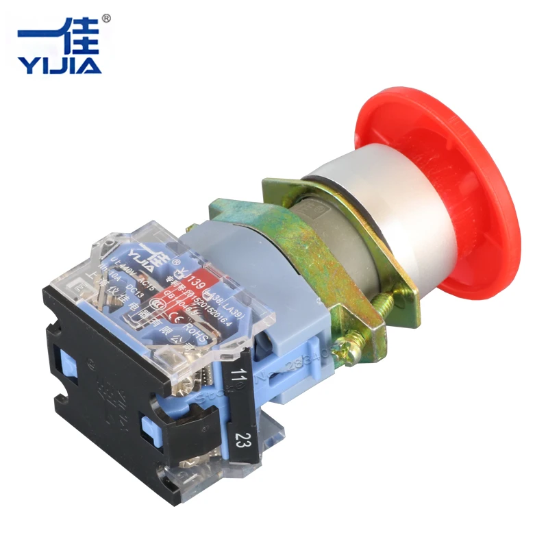 Мгновенный грибной колпачок кнопочный переключатель самосброса красный желтый