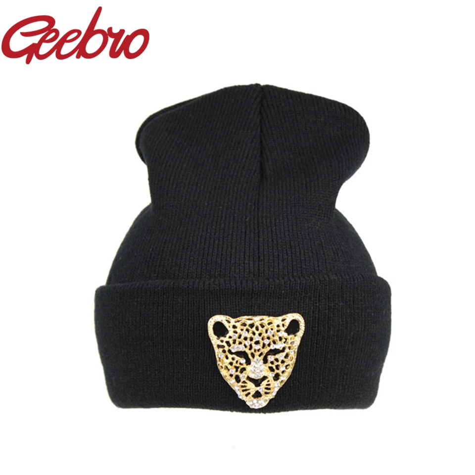 Geebro Новый Дизайн Леопардовый Кристалл бриллиант CZ облегающие Шапки женская