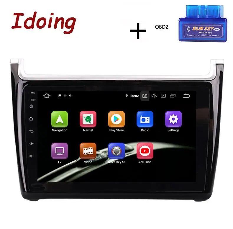 Standard with OBD Idoing " 2.5D ips автомобильный Android 9,0 Радио мультимедийный плеер для VOLKSWAGEN/VWPolo 2011- PX5 Восьмиядерный 4G+ 64G gps навигация - Цвет: Standard with OBD