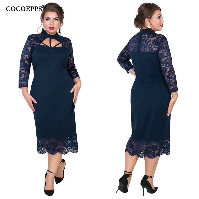 Женское кружевное платье COCOEPPS Повседневное большого размера 5XL 2019|Женские