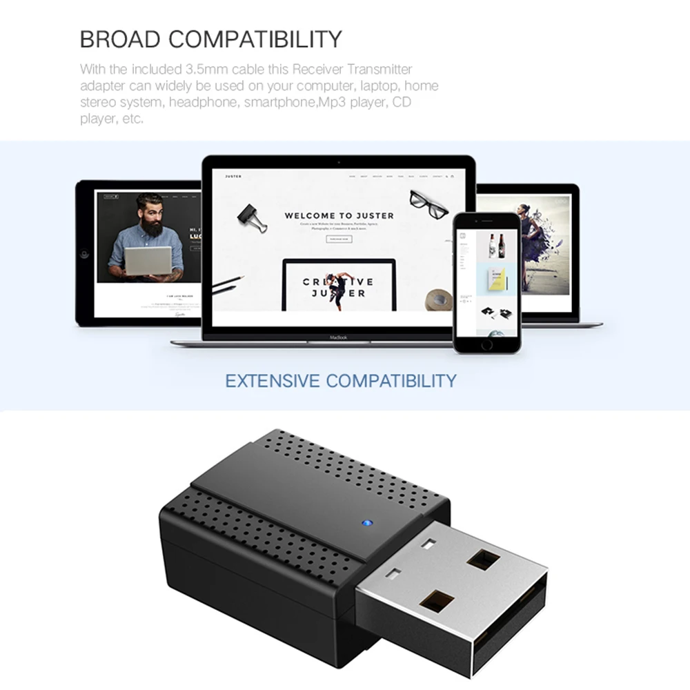 Bluetooth Adapter USB Audio Receiver 5.0 With-Mic Transmitter For Computer TV Laptop Projector MP3 Headset Speaker | Электроника