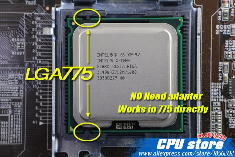 INTEL XEON X5492 3,4 GHz/12 M/1600 Mhz/cpu равный LGA775 Core 2 Quad Q9650 Q9550 cpu, работает на материнской плате LGA775 без адаптера