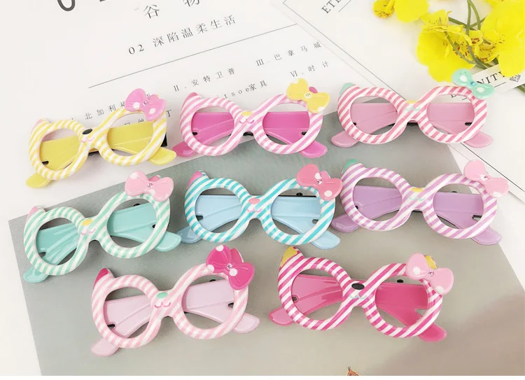 

Pet Cats Grooming Accessories Clips Acrylic cartoon glasses Pet Dog Cat Hair bow Hairpin Headband Accessories 10PCS/lot