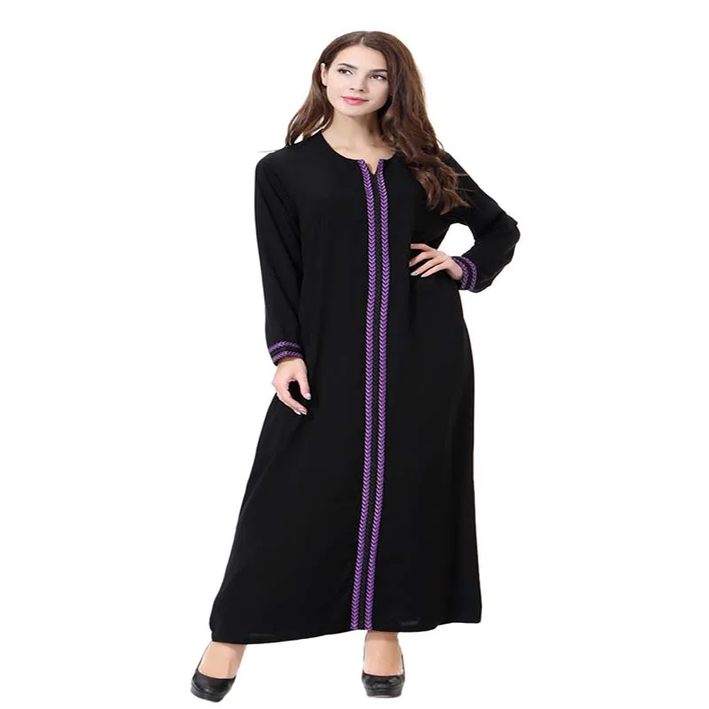 

Muslim Women Embroidery Abaya Stitching Robe Islamic Long Sleeve Dress Plus Size Middle East Fashion Arabian Muslim Prayer Lady