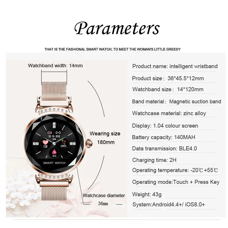 

New Ladies Color LCD Smart Watch IP67 Waterproof Heart Rate Sleep Fitness Tracker SmartWatch For Android IOS
