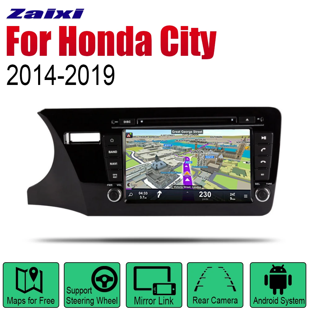 Android Car Multimedia Player For Honda City 2014~2019 2 din Car Radio Stereo Audio GPS Navigation display screen