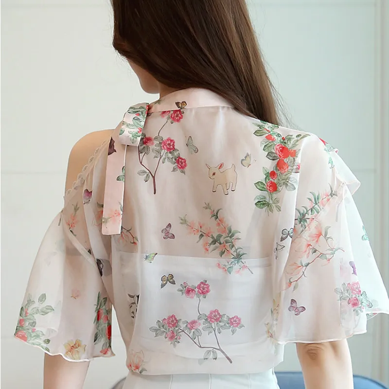 Женские топы и блузки женские рубашки blusas mujer de moda 2020 принт оборки половина