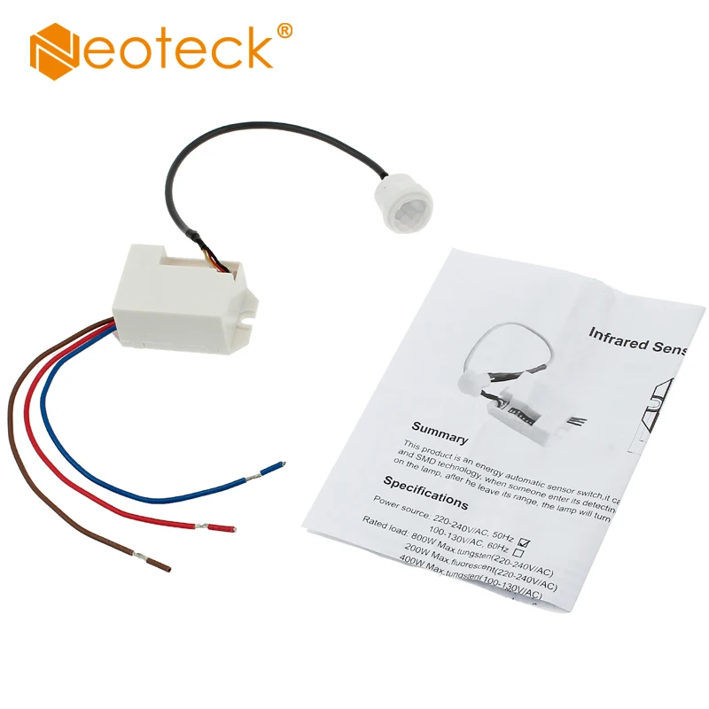 Neoteck 360 Degree Recessed PIR Ceiling Occupancy Motion Sensor Detector Light Switch PIR Sensor Detector 6m Detection Range