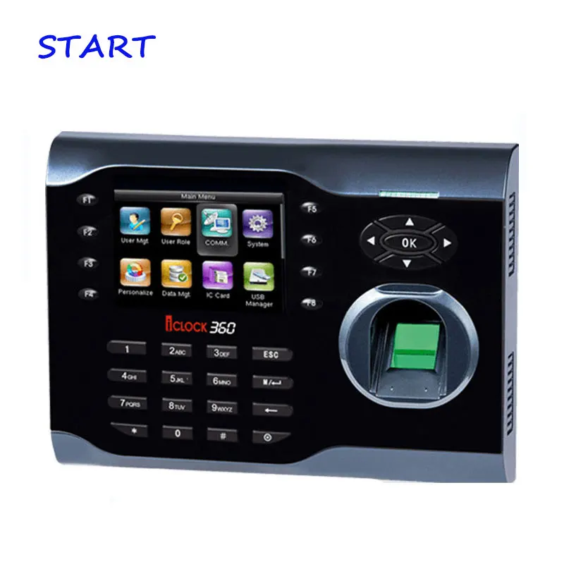 3 5-дюймовый TFT ZK iclock360 TCP/IP Распознавание отпечатков пальцев с T9 Inp ute