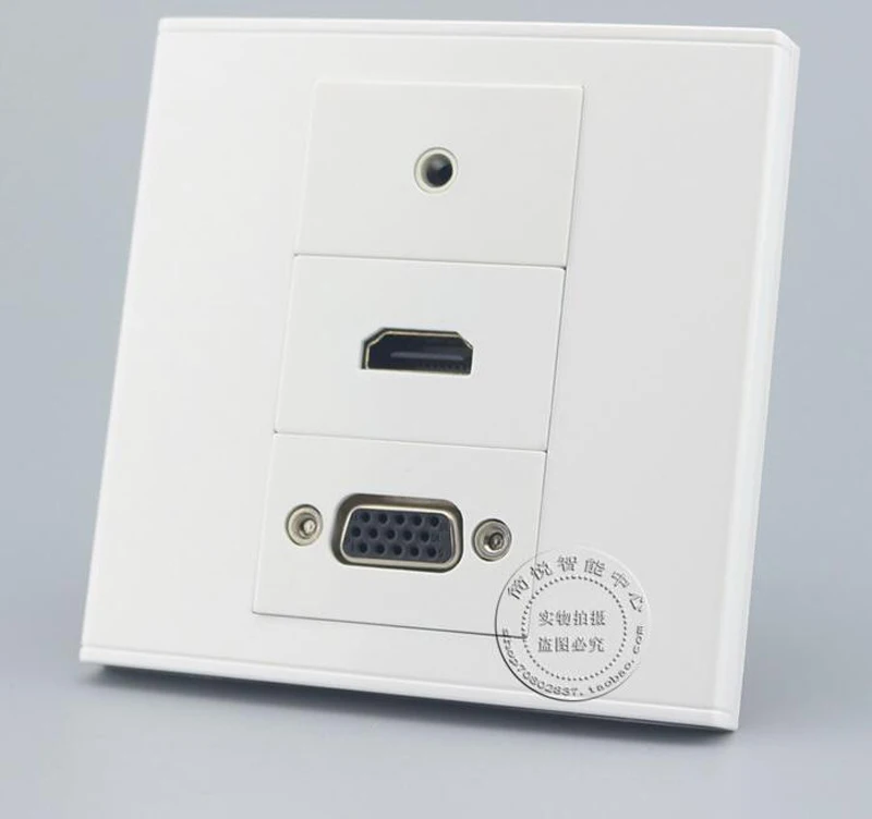 Настенная розетка пластина с 3 портами один HDMI VGA и 5 мм аудио разъем панель