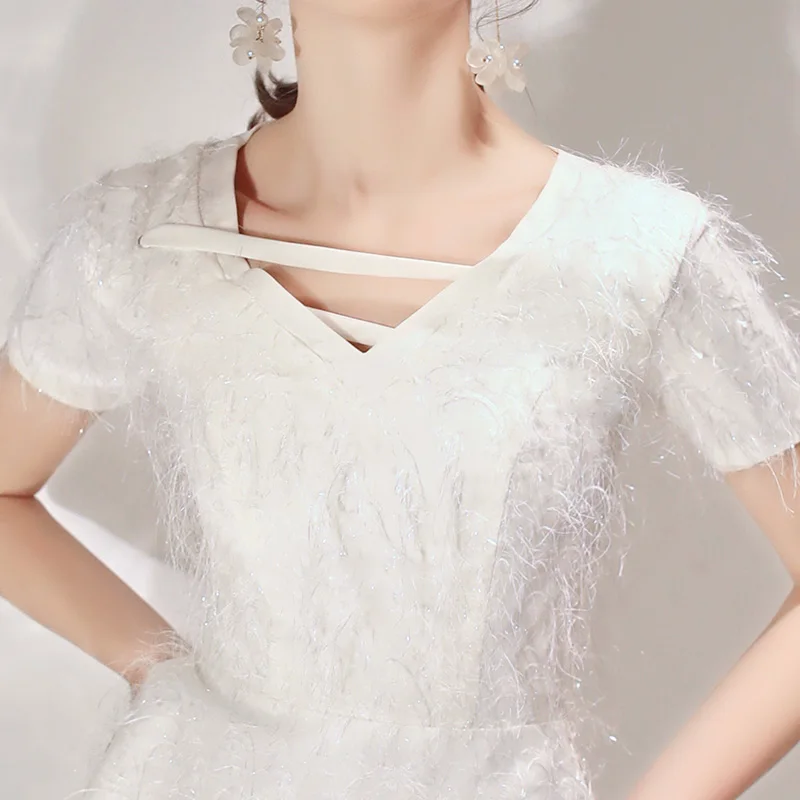 SSYfashion элегантное мини белое коктейльное платье с кисточками и v образным вырезом