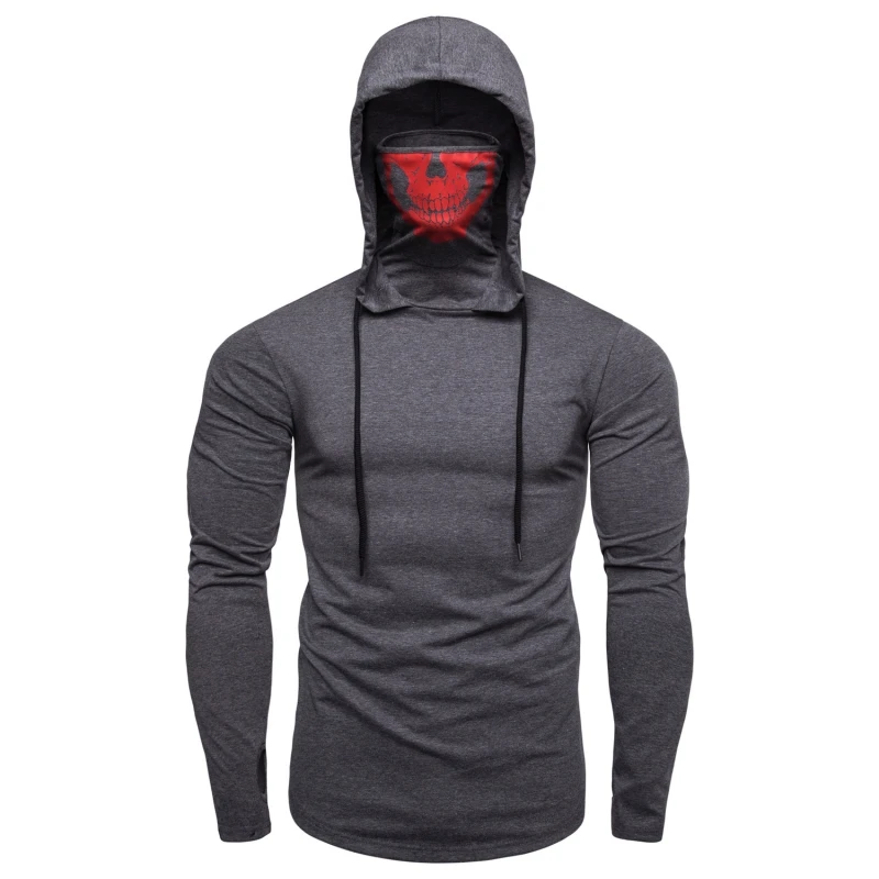 2019 Men's New Winter Wear WISH Personality Game Cotton Punk Style hoody men Skull Printed High-collar Long-sleeved Sweatshirt | Мужская