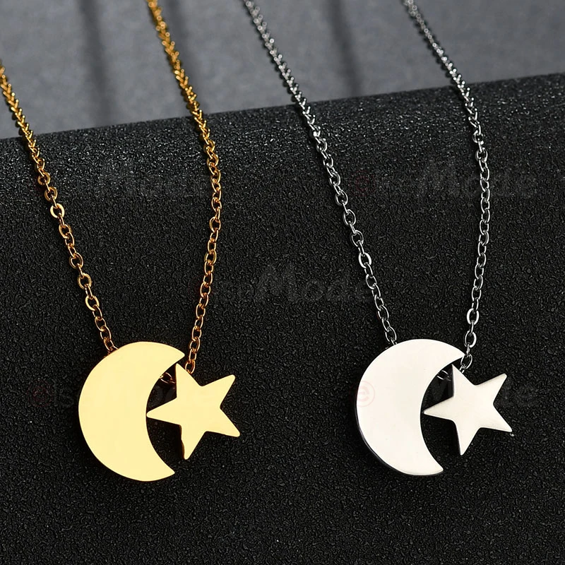 Ожерелье ELSEMODE крошечная звезда луна подвеска золото серебро цвет титановая