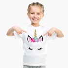 Лето 2021, рубашки для маленьких девочек с мультяшным единорогом, футболки с коротким рукавом для маленьких девочек, детские рубашки, топы для девочек, одежда для маленьких мальчиков