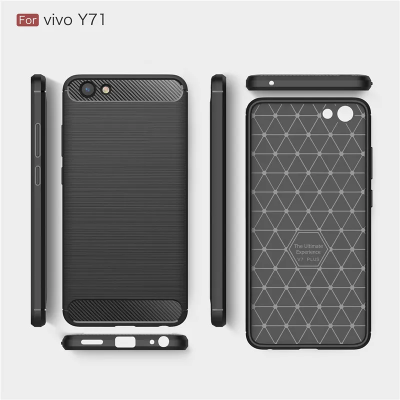 ДЛЯ vivo Y71 Случаи Обложка углеродного волокна Текстура щеткой мягкой силиконовой