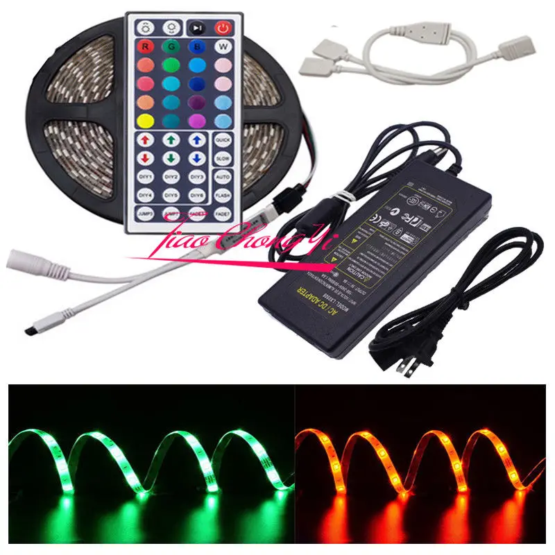Светодиодная лента RGB SMD5050 5 м 10 + ИК-контроллер с 44 кнопками адаптер постоянного