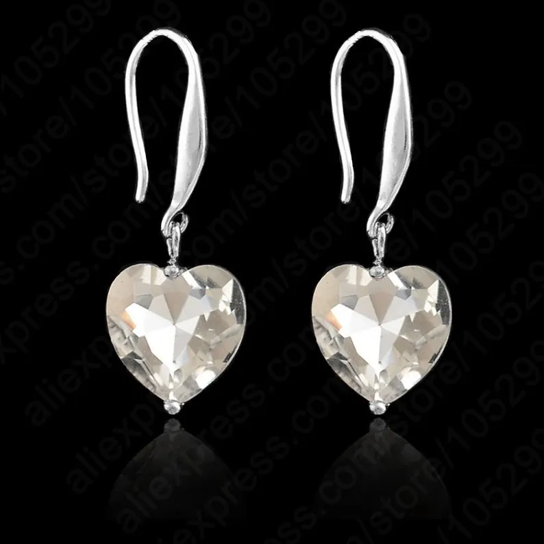 

Elegant Women Wedding Jewelry 925 Sterling Silver Cubic Zircon Heart Shape Earrings Free Shipping
