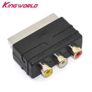 Высокое качество Scart штекер к 3RCA Phono Female AV TV Аудио Видео адаптер Вход для PS4 Для WII DVD VCR