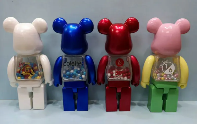 28cm 400% Bear@brick Action Figures Block Bear PVC Model Figures Children Gifts DIY Paint Dolls Kids Toys