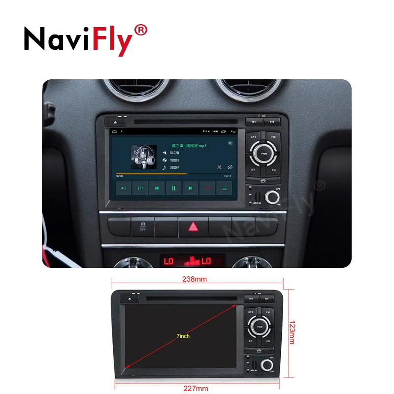 Navifly Android10.0 RDS 32G ROM 2G RAM 2din автомобильный мультимедийный плеер для Audi A3 8P 2003-2011
