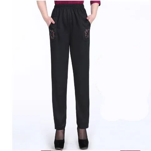 Женские брюки для среднего возраста зимние большого размера утолщенные