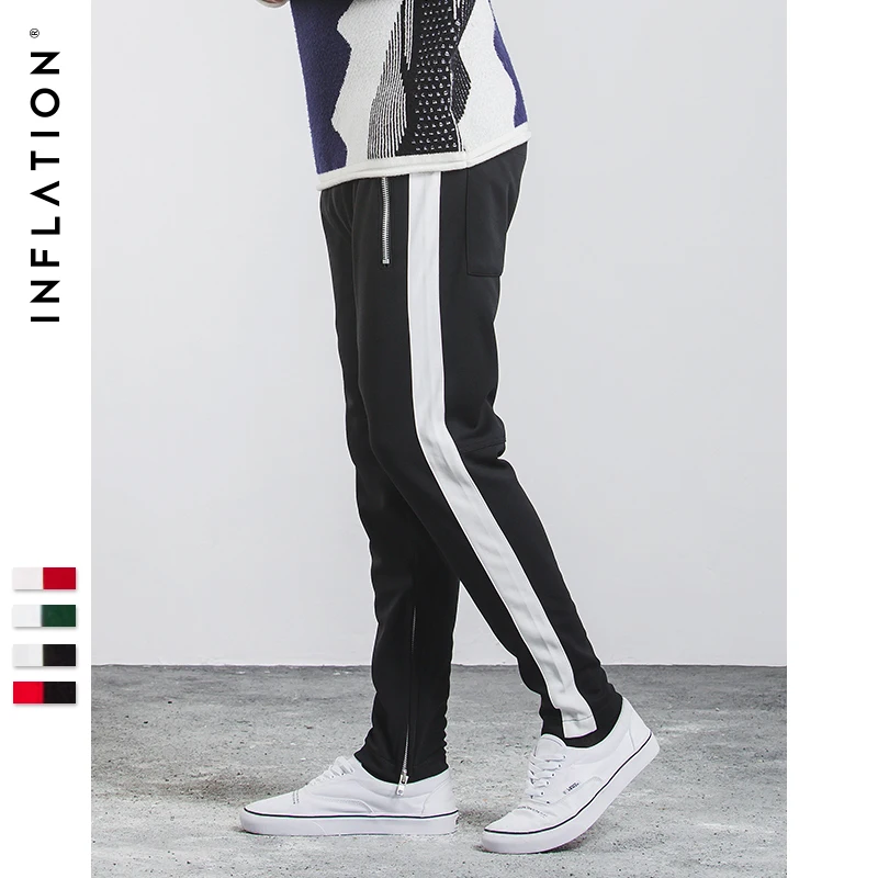 Инфляция 2018 новые мужские спортивные брюки с боковой полосой на молнии